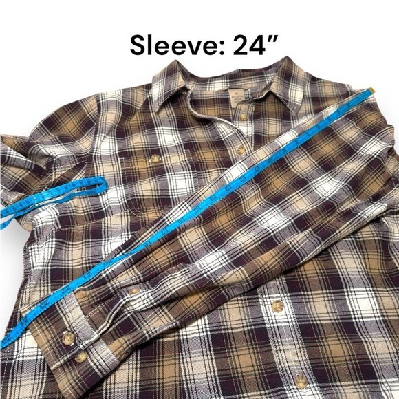 Women's Free Swingin' Flannel Shirt Brown Putty Check Size XL EUC - Picture 6 of 8